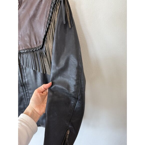 Harley Davidson Women's Willie G. Jacket Large Vintage Leather Jacket Black Red - Picture 8 of 12